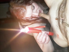 FAT Housewife Miss Lizz femdom Hubby with Candle Wax