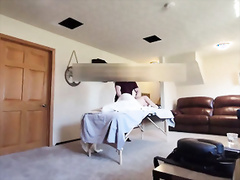 Pregnant hotwife Cucks her Husband by setting up a camera and seduces her massage therapist